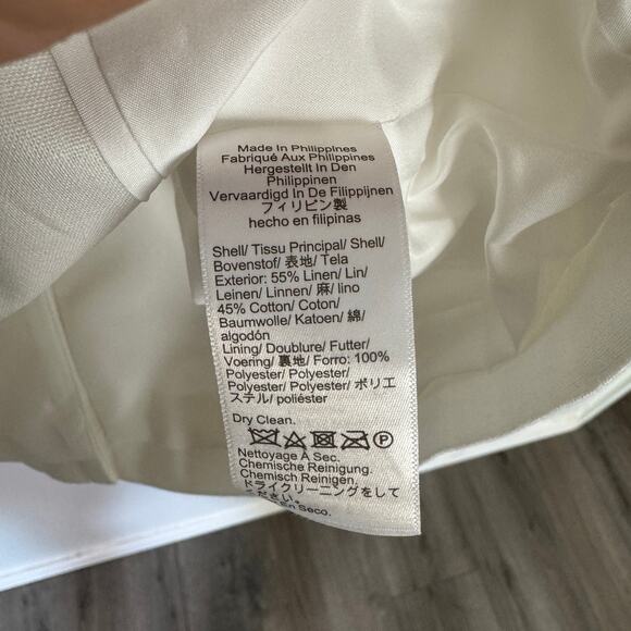 J.Crew Petite Linen-Blend One-Button Blazer SA 2P White Lined Long Sleeve Notch - Picture 8 of 9